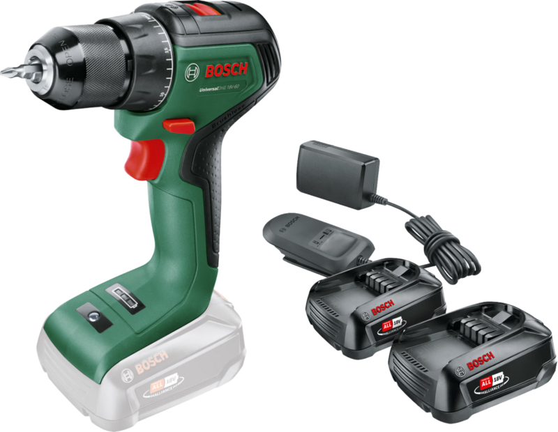 Bosch UniversalDrill 18V-60 + 2.5 Ah Accu (2x)