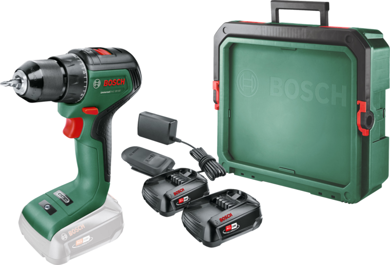 Bosch UniversalDrill 18V-60 + 2.5 Ah Accu (2x) + Systembox S